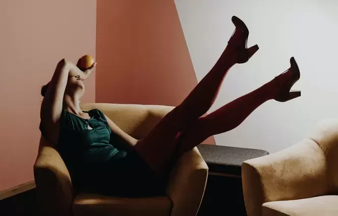 Young woman with varicose veins in her legs